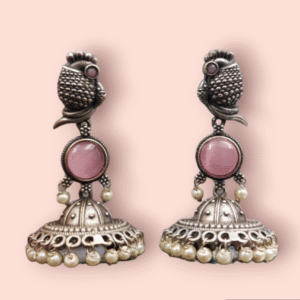 Bird Jhumka Pink